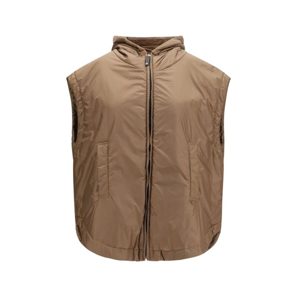 Max Mara The Cube Women Hooded Padded Vest In Water Repellent Canvas